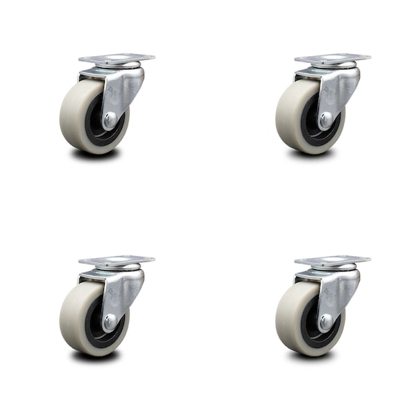 2 Inch Thermoplastic Rubber Wheel Top Plate Caster, 4PK